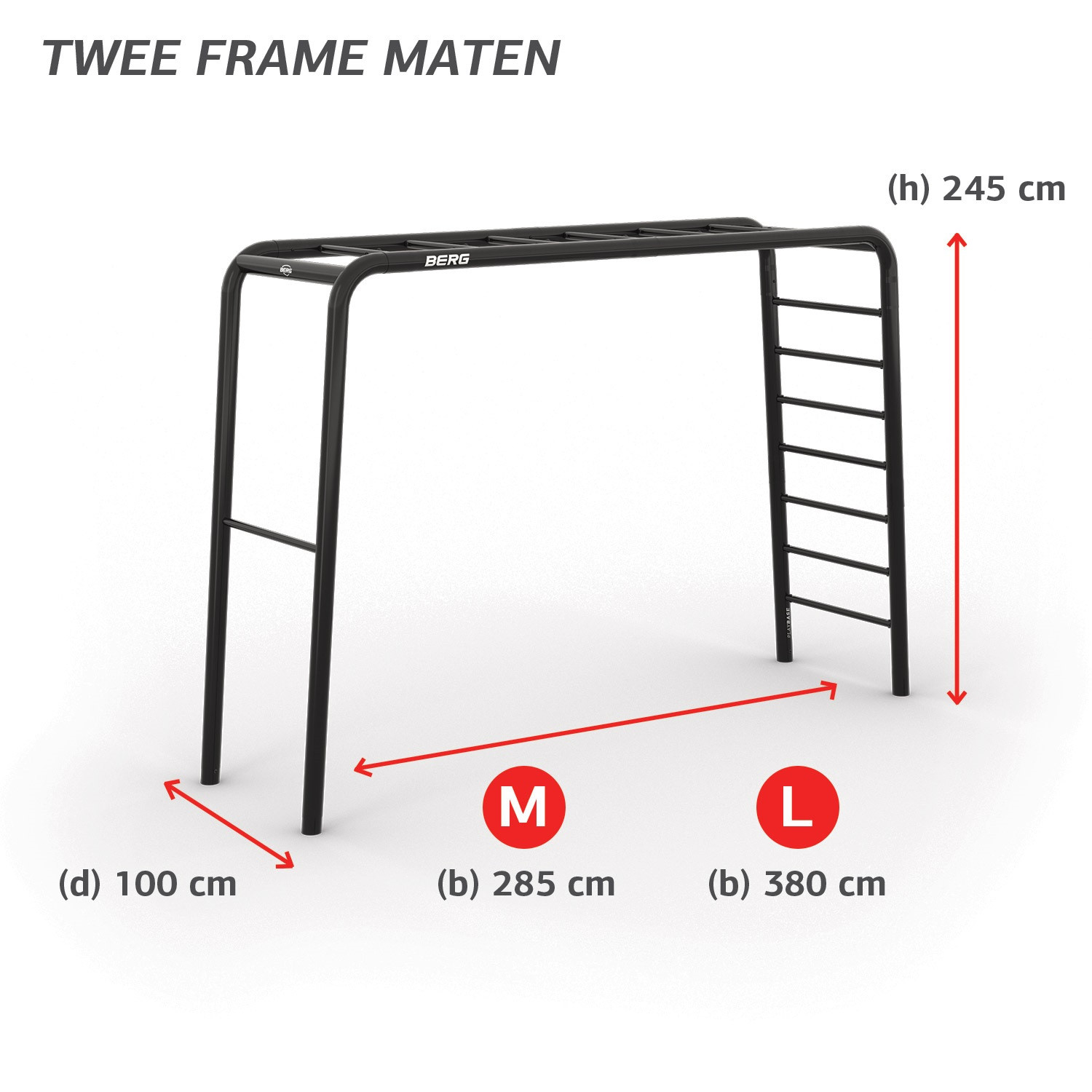 BERG PlayBase Large TL 3-in-1 Speeltoestel - met Rekstok en Ladder PEAK SET - Turnringen - Schommel schotel