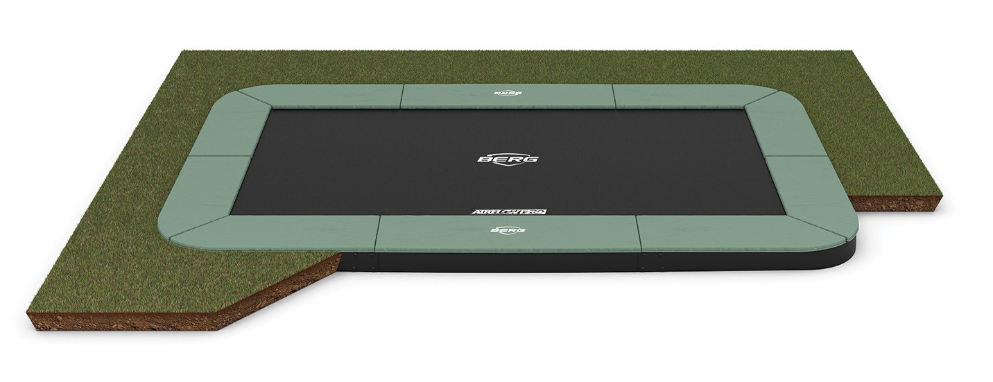 BERG Trampoline Ultim Champion ECO - FlatGround - 410 x 250 cm - Groen - Airflow PRO Springmat - Twinspring