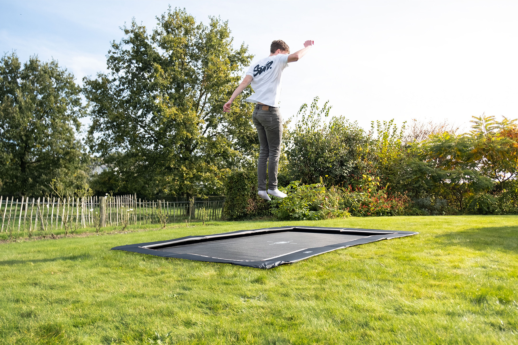 EXIT Trampoline InTerra - Groundlevel - 366 x 244 cm - Zwart