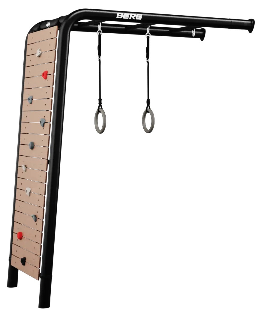 BERG PlayBase Wall - 3-in-1 Speeltoestel - Small - met Rekstok - Wandmodel met Klimmuur en Turnringen PEAK