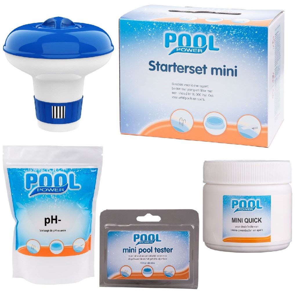 Pool Power Starterset Waterbehandeling - Chloor tabletten - PH - Testset - Chloordoseerder 4 in 1 