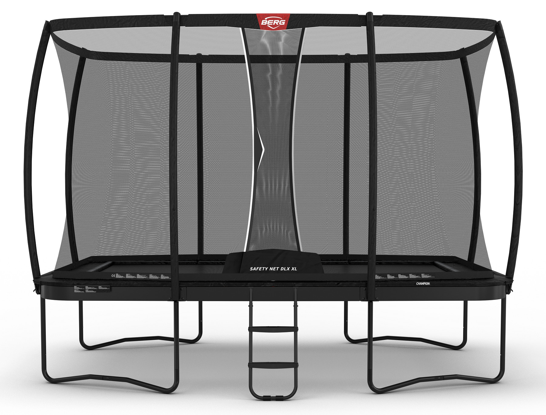 BERG Trampoline Ultim Champion met Veiligheidsnet - Safetynet Deluxe XL - Regular - 410 x 250 cm - Zwart Limited Edition - Airflow PRO Springmat 