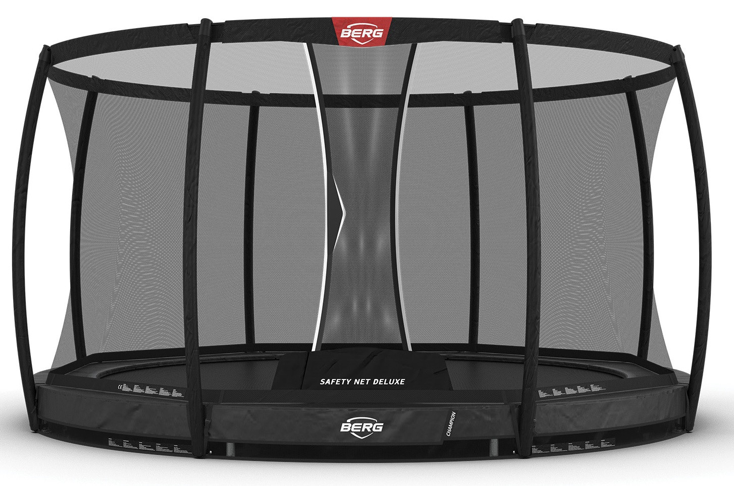 BERG Trampoline Grand Champion met Veiligheidsnet Deluxe - Inground - 470 x 310 cm - Antraciet Grijs - Airflow PRO - Twinspring