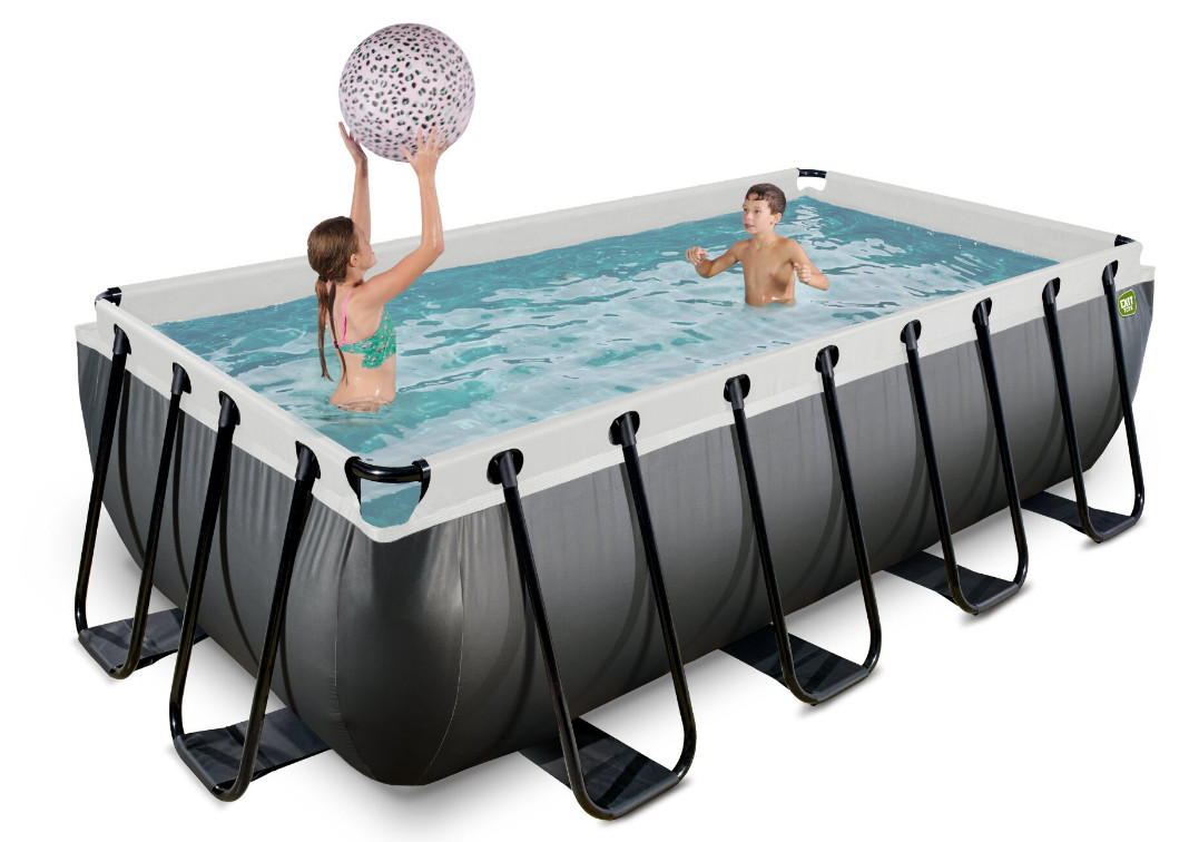 EXIT Frame Zwembad - Black Leather - 400 x 200 x 100 cm - met Zandfilterpomp - Zwart