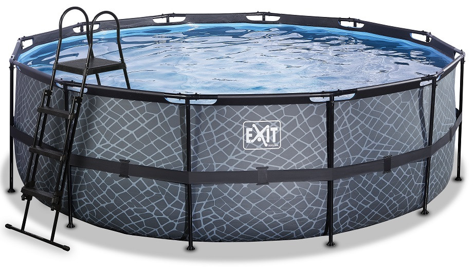 EXIT Frame Zwembad - Stone - ø 427 x 122 cm met Filterpomp
