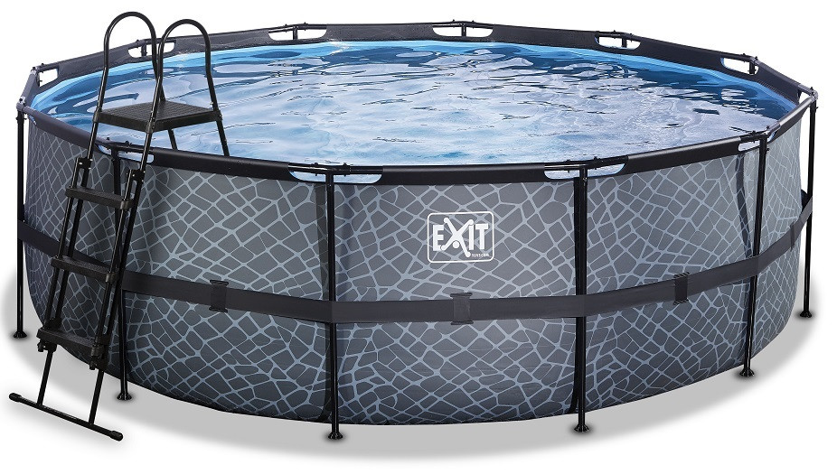 EXIT Frame Zwembad - Stone - ø 427 x 122 cm - met Zandfilterpomp