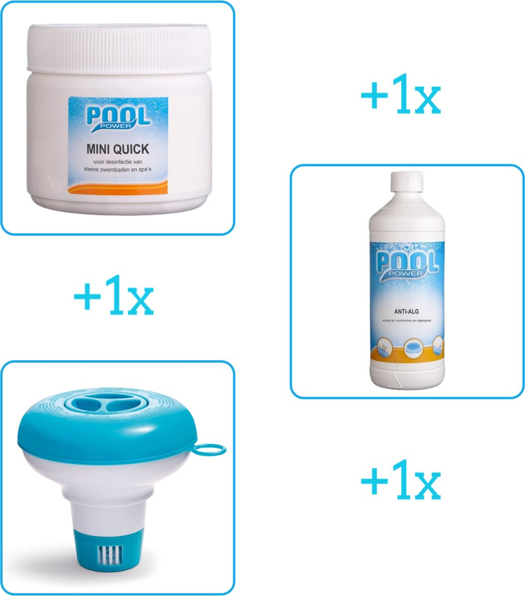 Zwembad Onderhoudsbundel - Zwembad Onderhoud Starterspakket bevat Chloor - Anti Alg en Chloordrijver - Ideaal voor kleinere Zwembaden (3-delig)