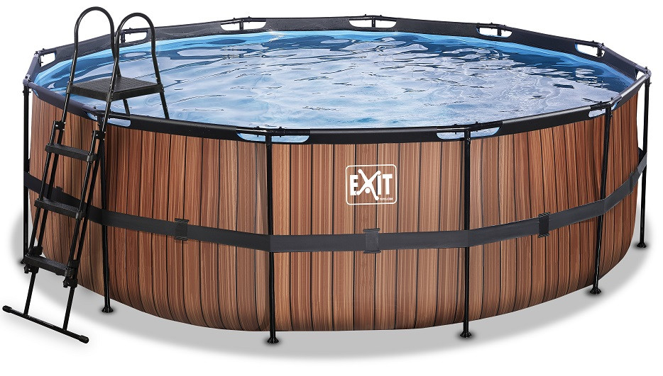 EXIT Frame Zwembad - Wood - ø 427 x 122 cm - met Filterpomp