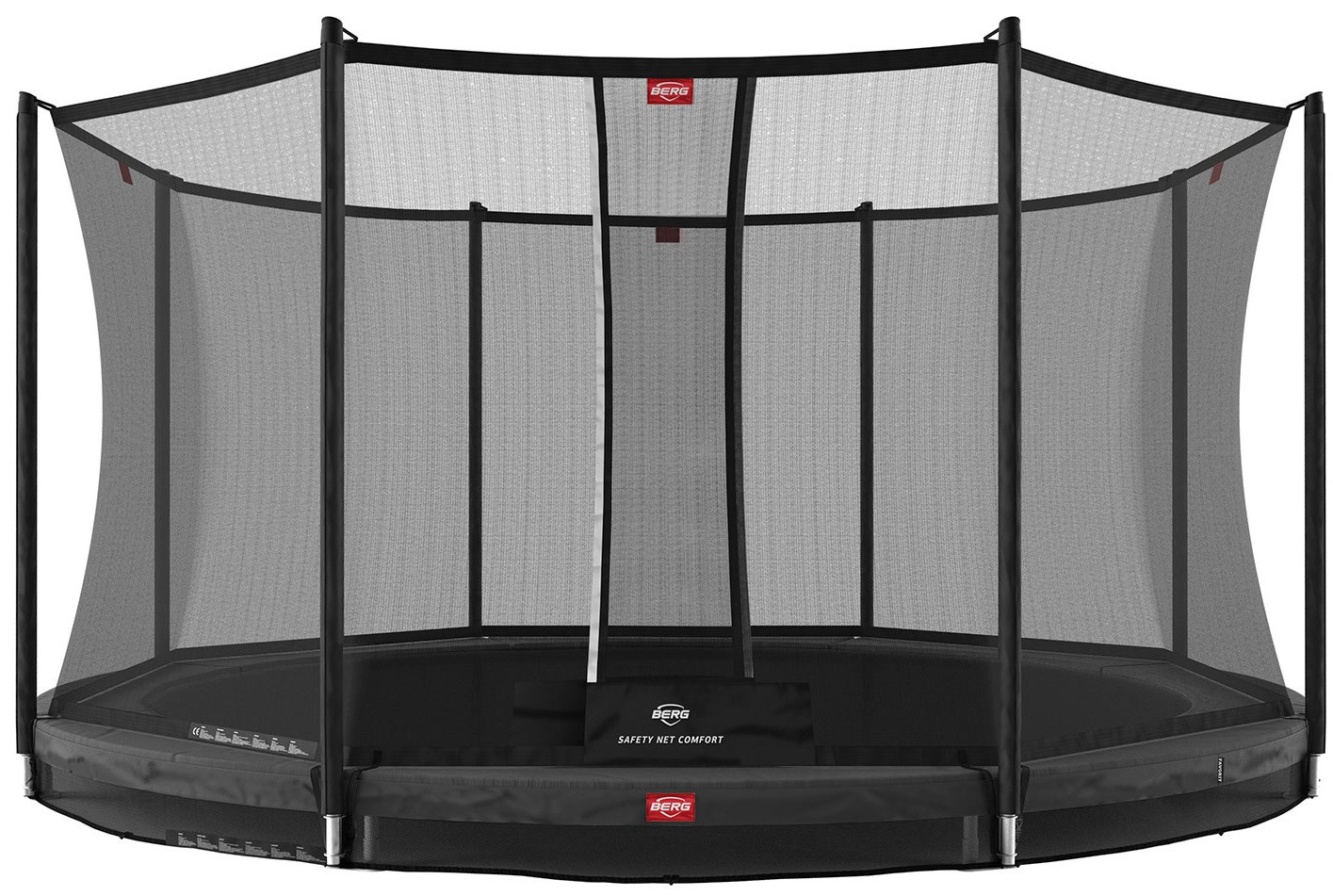 BERG Trampoline Favorit met Veiligheidsnet - Safetynet Comfort - InGround - 330 cm - Antraciet Grijs