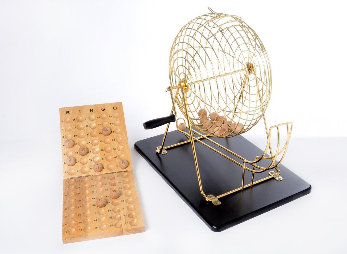 Bingomolen Deluxe - 43 cm - Lotto - Kien - met 75 Houten Ballen - Korf 31 cm