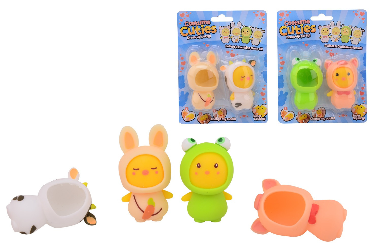 Squishy Dier met 2 Outfits - Prijs per Stuk