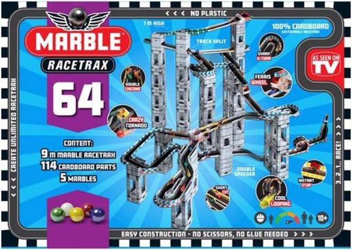 Marble Racetrax - Knikkerbaan - Racebaan - Grand Prix Set - 64 Sheets