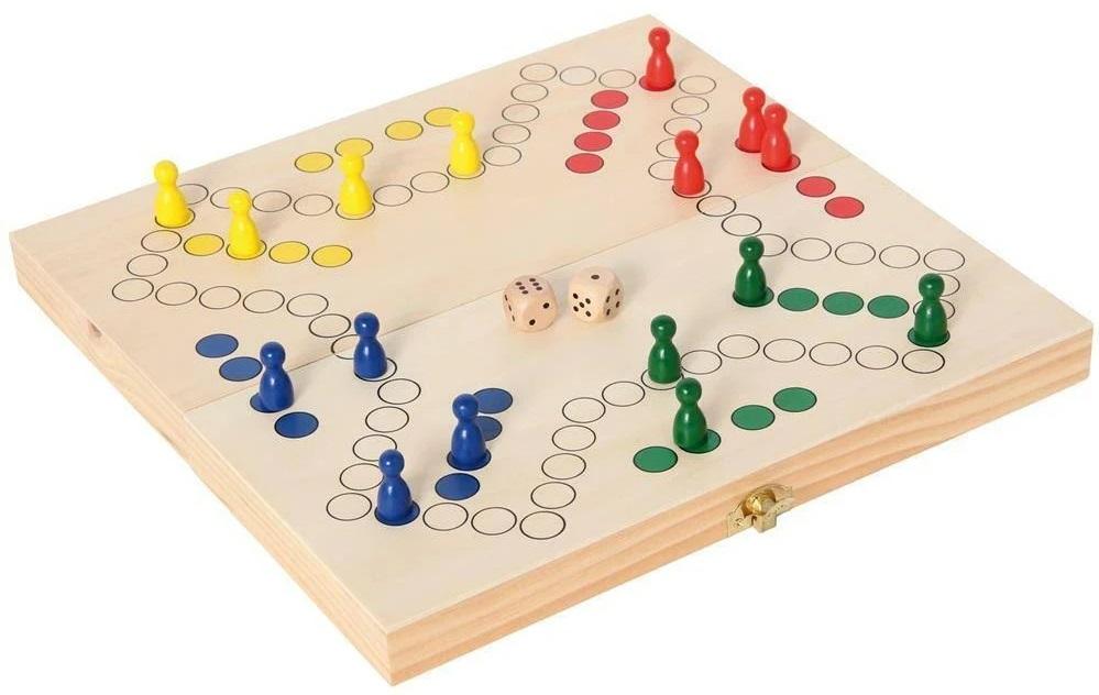 Keezen spel - houten keezenspel - reisspel casette 30 x 30 cm vouwbaar bordspel reisuitvoering
