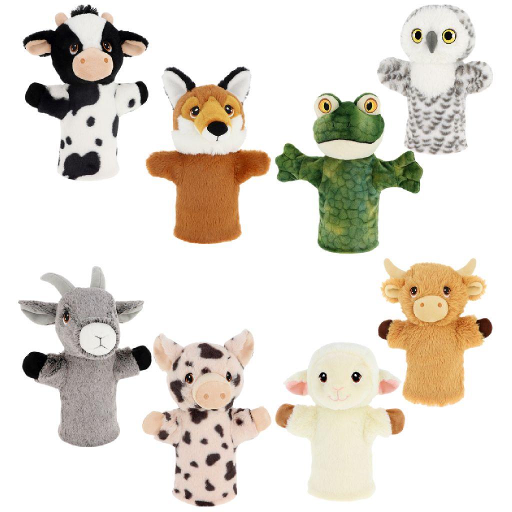 Keel Eco - set van 8 Pluche Handpoppen - Farmlife - Boerderij - 27 cm