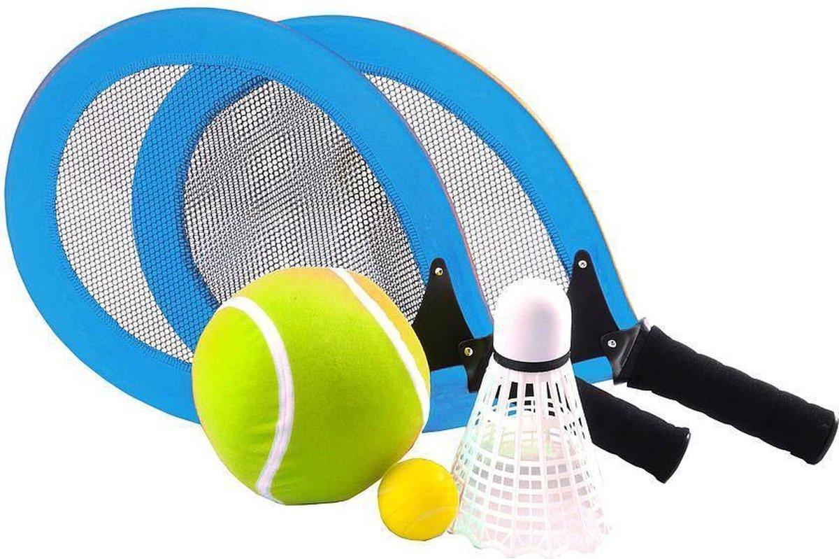 Racketset - Blauw - PU Bal - Grote Shuttle - Grote Tennisbal
