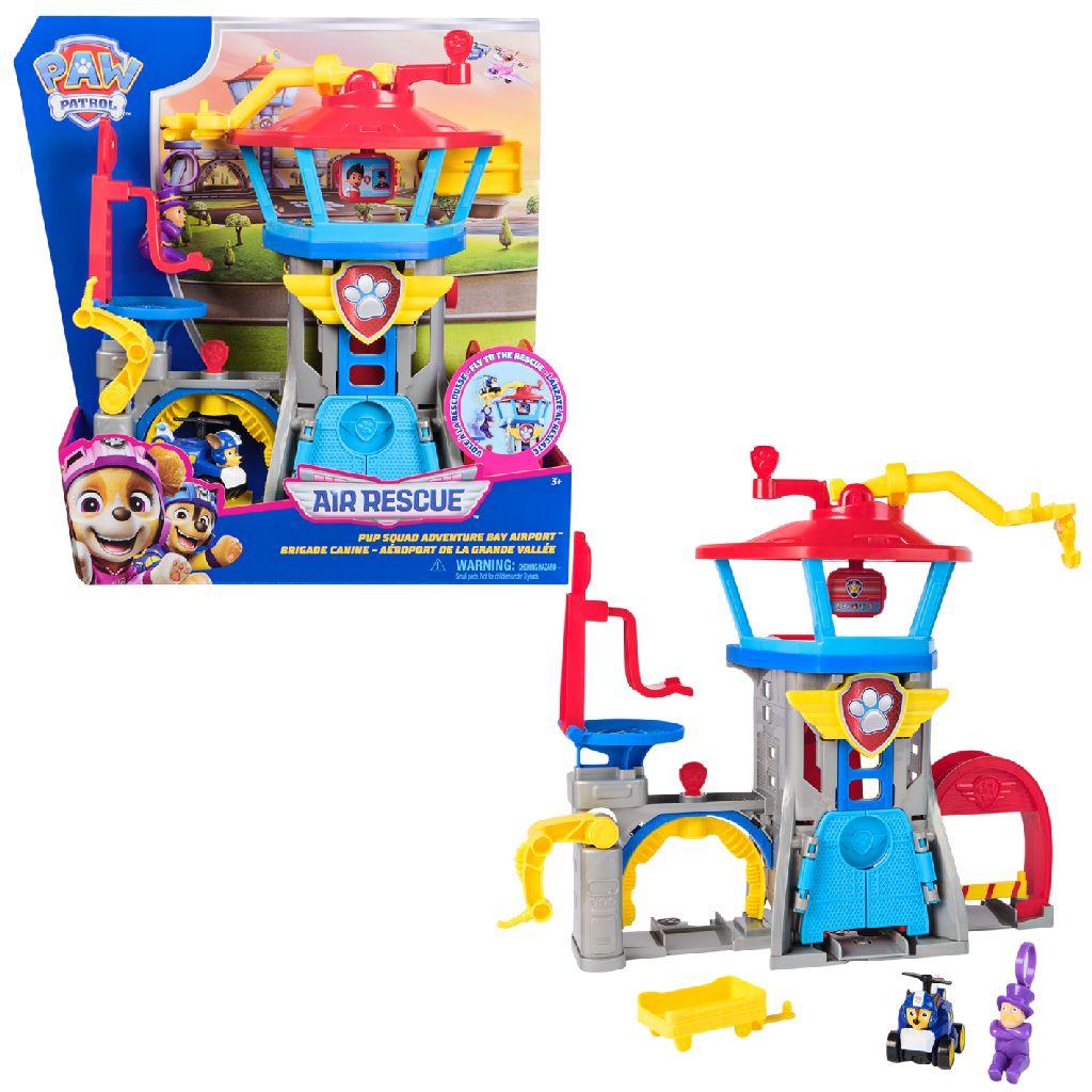 PAW Patrol – Luchtredding – Pup Squad – Avonturenbaai Vliegveld Speelset met Chase speelgoedauto en PAW Patrol-lanceervoertuig