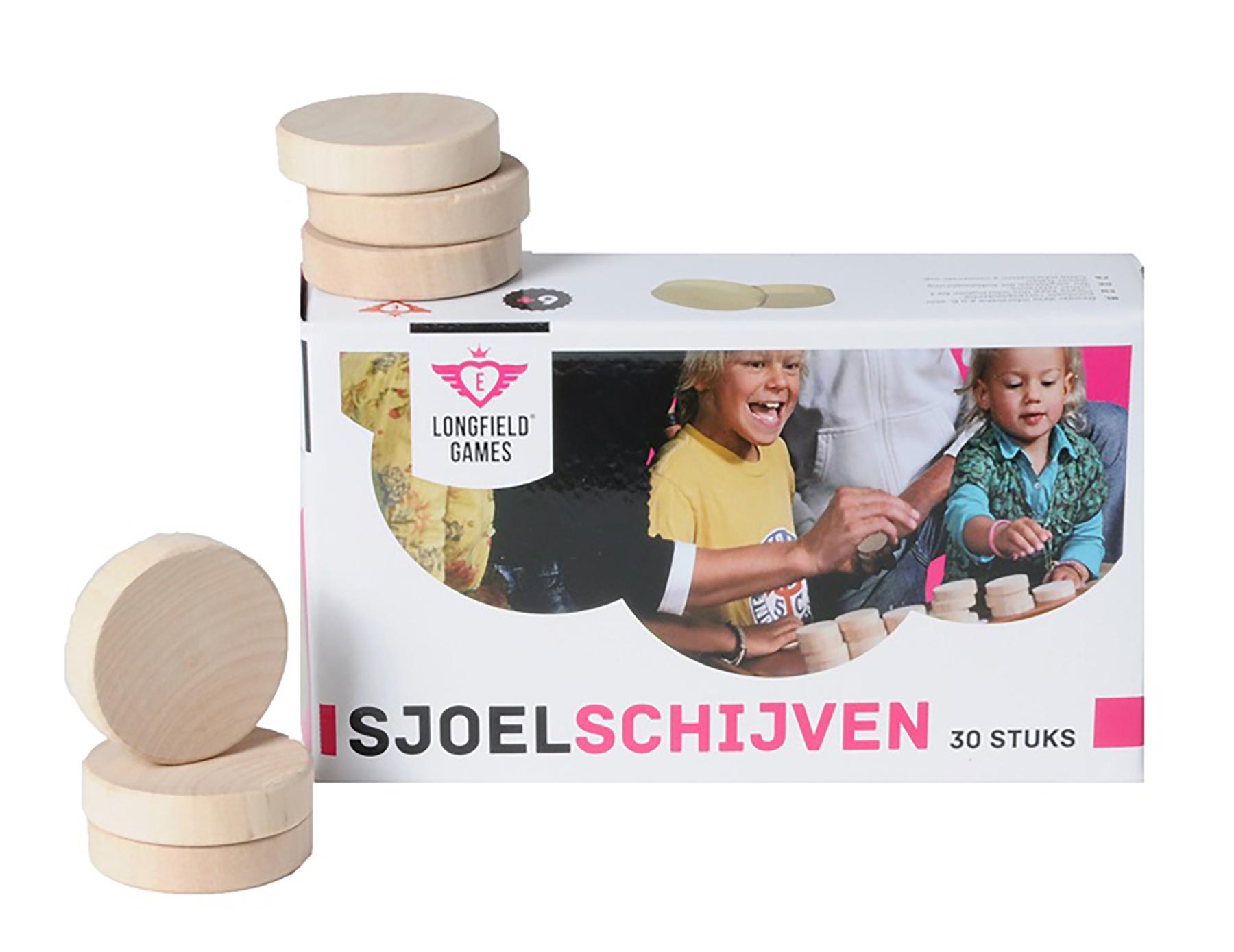 Sjoelstenen - Holgedraaid - 30 Stuks - 52 mm - Berkenhout