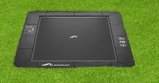 Akrobat Trampoline Orbit - Flat to the Ground - 335 x 244 cm - Zwart / Zwart - Limited Edition