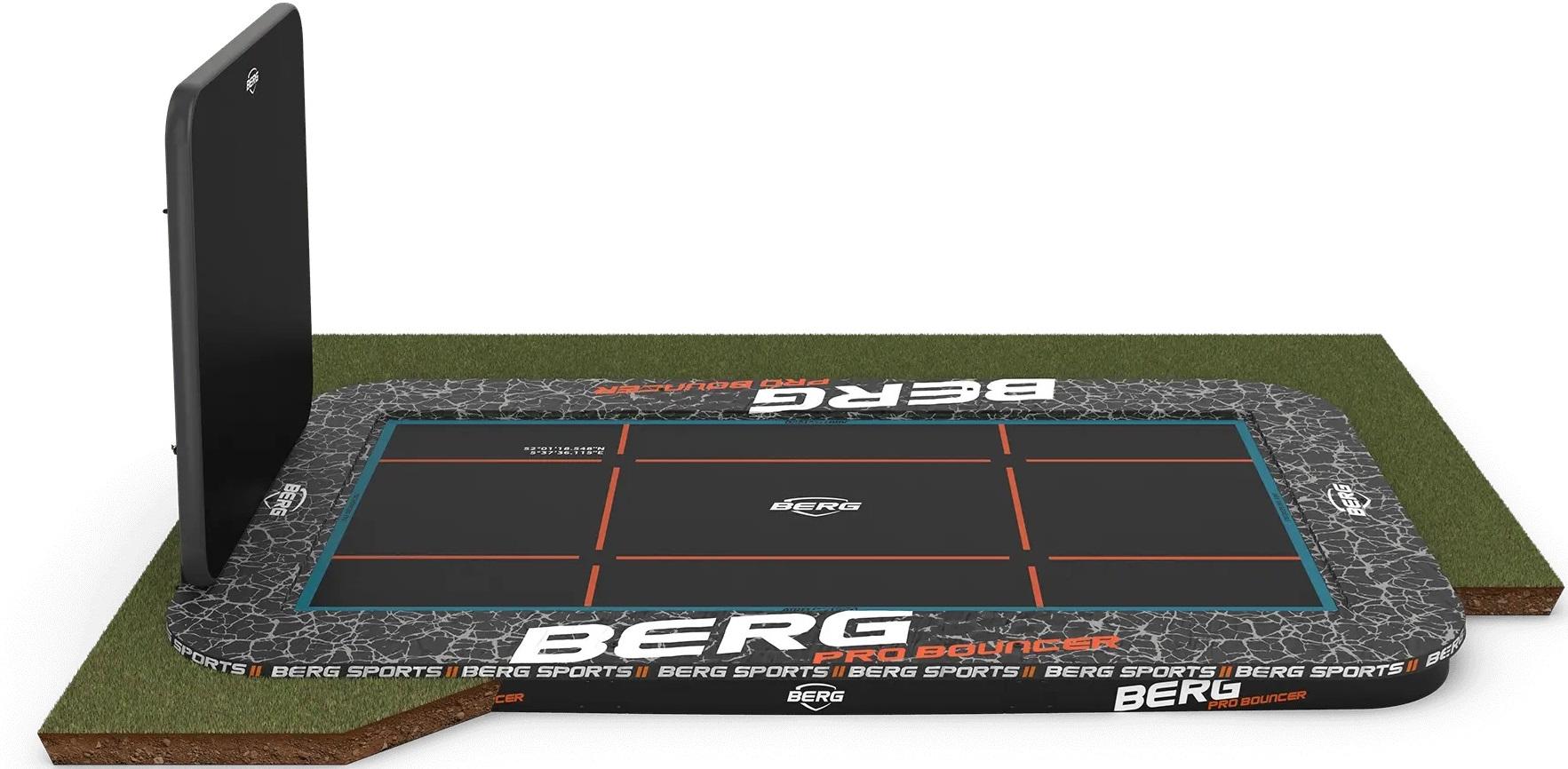 BERG Trampoline Ultim Pro Bouncer - Flatground - 500  x 300 cm - Met Aerowall - Zwart / Grijs - Airflow PRO Springmat - TwinSpring PRO