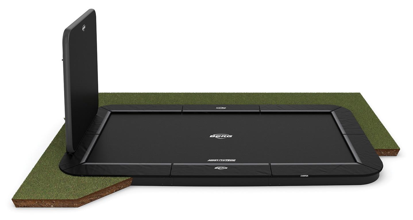 BERG Trampoline Ultim Champion - FlatGround 500 x 300 cm - Zwart - met AeroWall - Zwart / Grijs - AirFlow PRO Springmat - Twinspring
