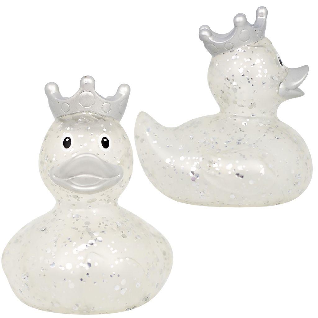  Lilalu Glitter Duck With Crown silver badeend