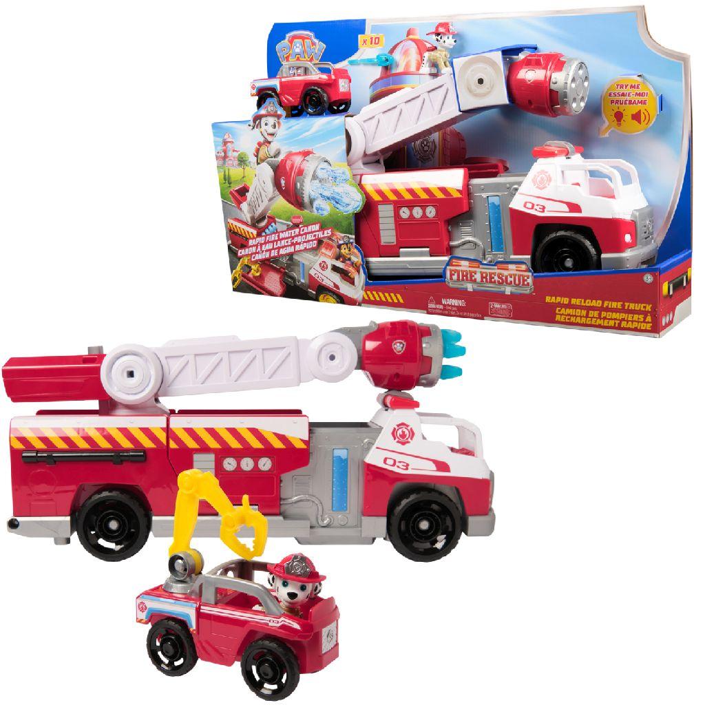 PAW Patrol - Brandweerredding - Marshall's Brandweerwagen met Marshall-figuur, licht, lanceerder en geluidseffecten
