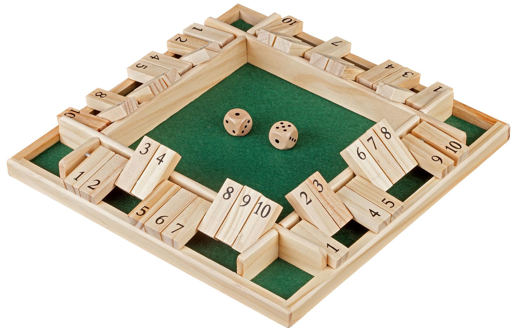 Shut the Box - 4 Spelers - 29 x 29 x 4 cm - Hout