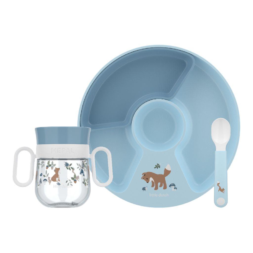Mepal Mio babyservies Blauw set Little Dutch - 3-delig - Kraamcadeau - Kinderservies - Forest Friends