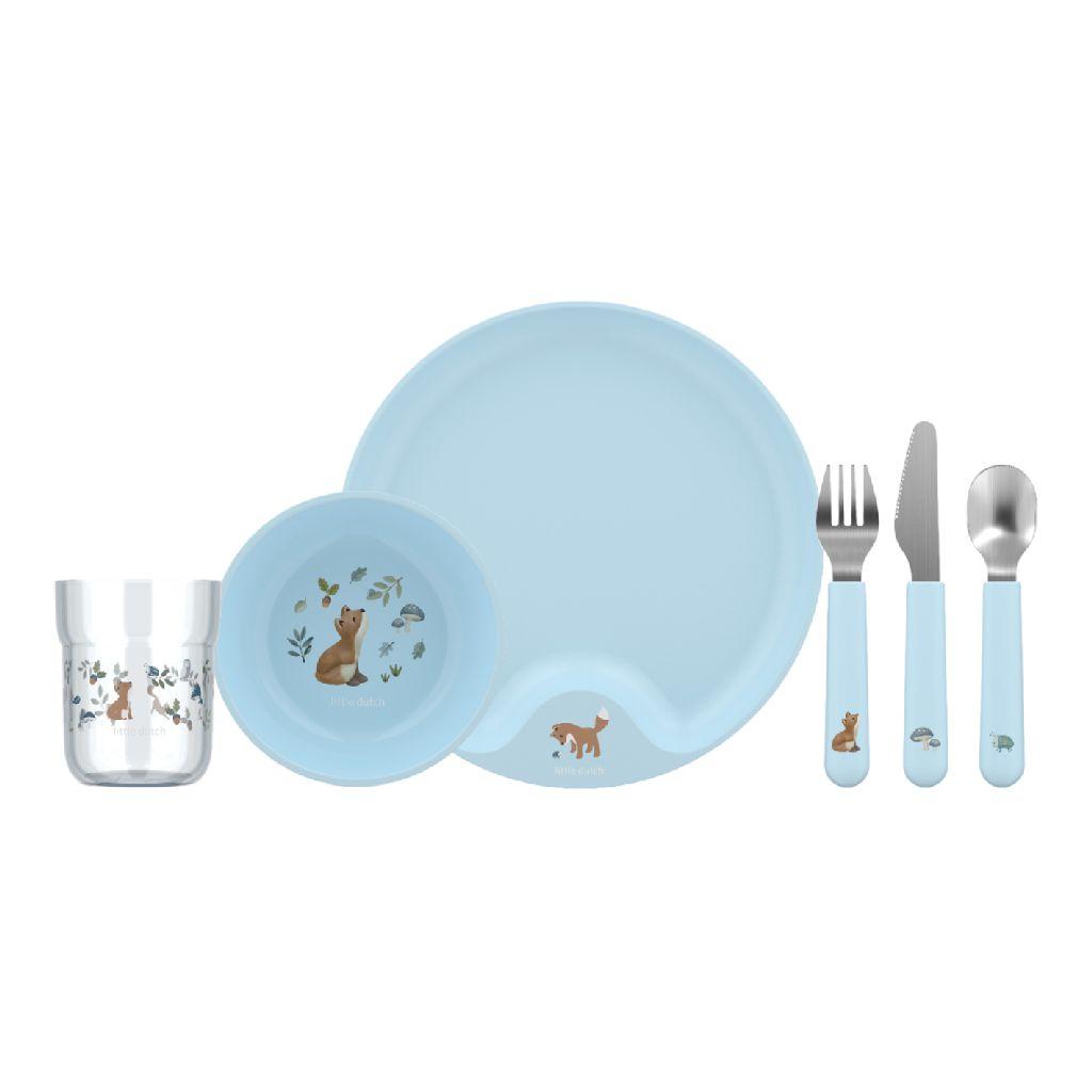 Mepal Mio kinderservies set Blauw Little Dutch - 6-delig - Kraamcadeau - Kinderservies - Forest Friends
