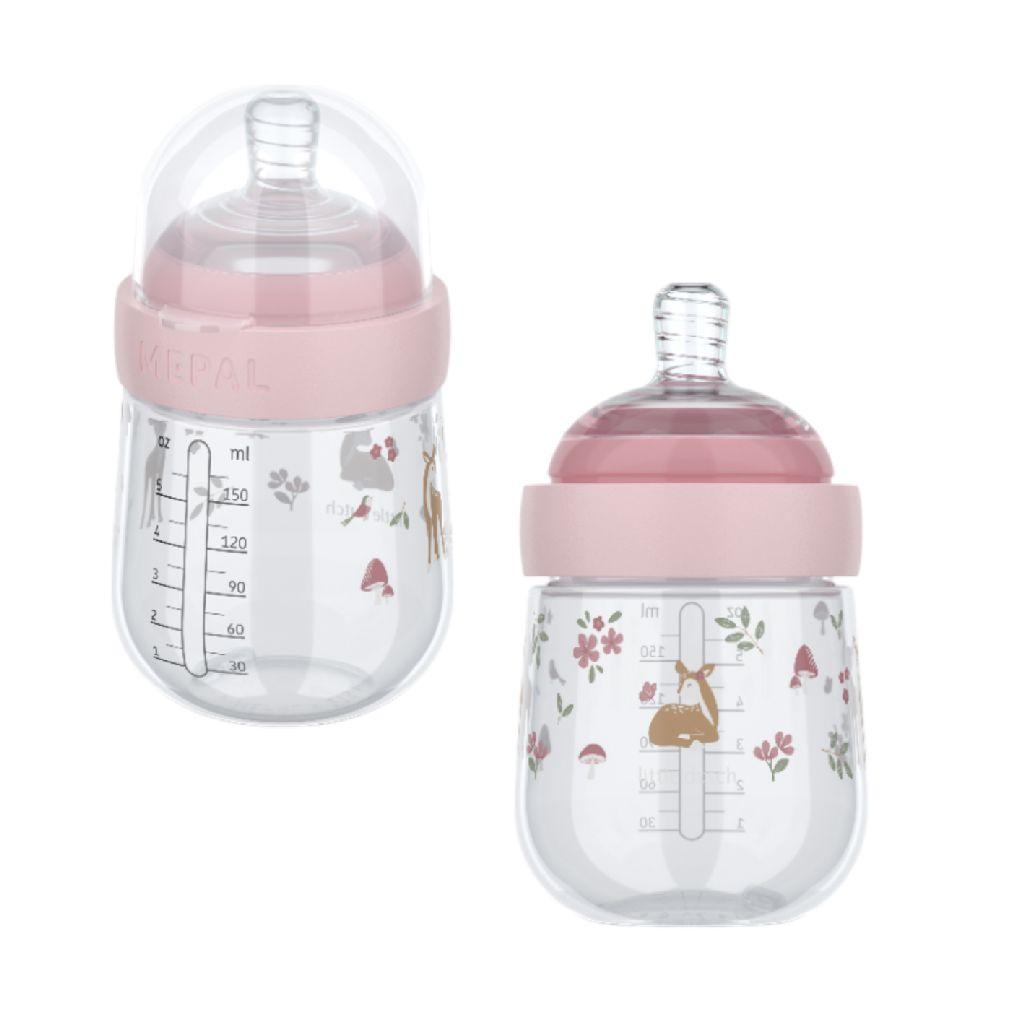 Mepal Mio Babyfles Roze Little Dutch - 165 ml - Anti-koliek - Spiraalontwerp voorkomt verstopping - Siliconen van medische kwaliteit - Fairy Garden