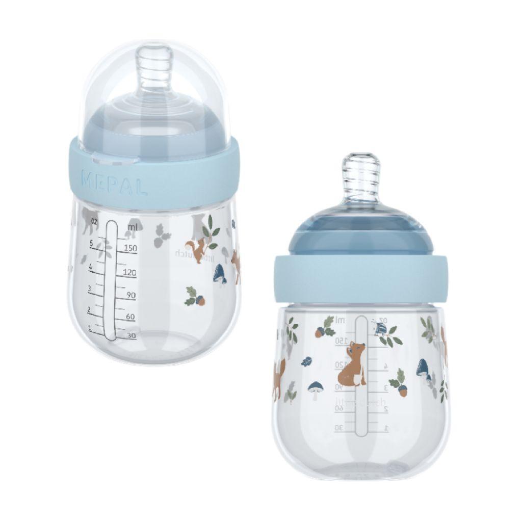 Mepal Mio Babyfles Blauw Little Dutch - 165 ml - Anti-koliek - Spiraalontwerp voorkomt verstopping - Siliconen van medische kwaliteit - Forest Friends