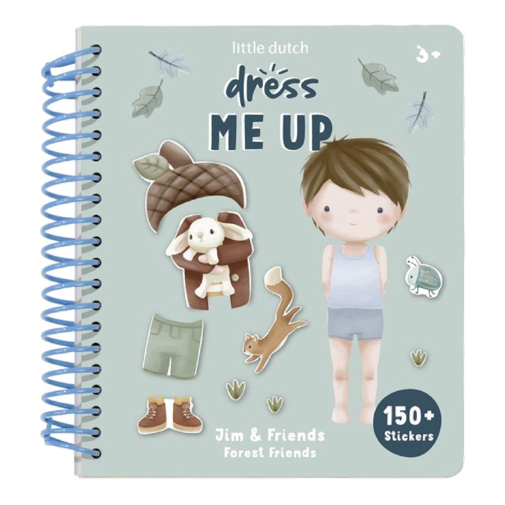 Little Dutch sticker- en aankleedboek Dress me up Jim, Forest Friends - Bambolino Toys