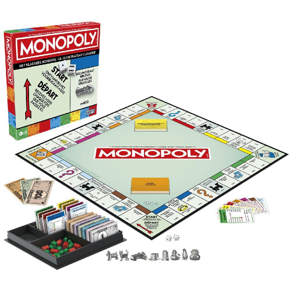 Monopoly Classic Bordspel Vernieuwde editie - inclusief bewaarbakje en grotere pionnen - BE editie - Gezelschapsspel