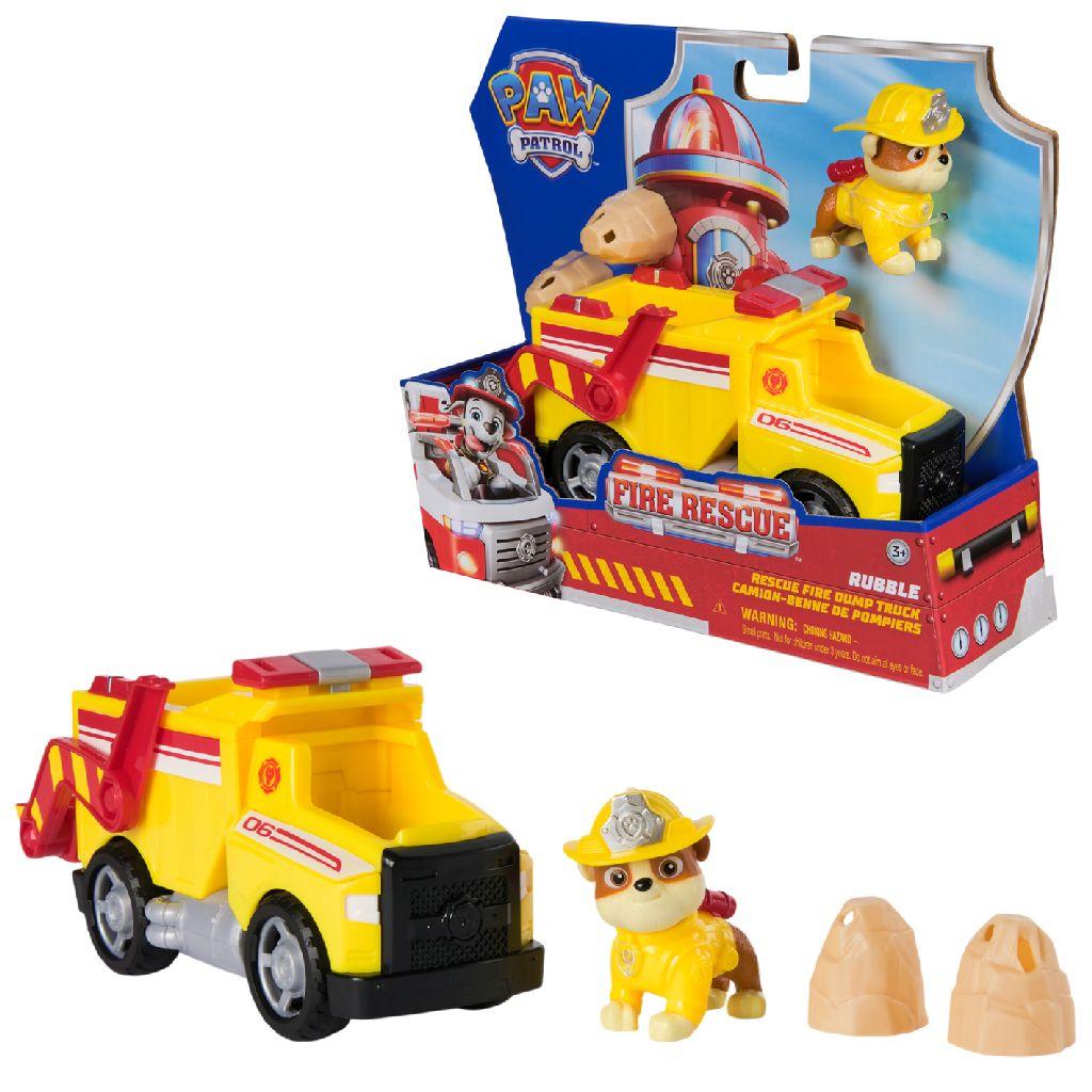 PAW Patrol - Brandweerredding - Rubble's kiepwagen - speelgoedauto met speelfiguur