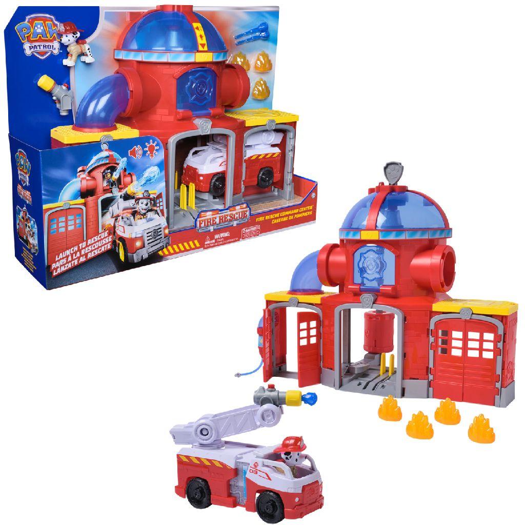 PAW Patrol - Brandweerkazerne Speelset - met Marshall-figuur, brandweerwagen, licht, lanceerder en geluidseffecten