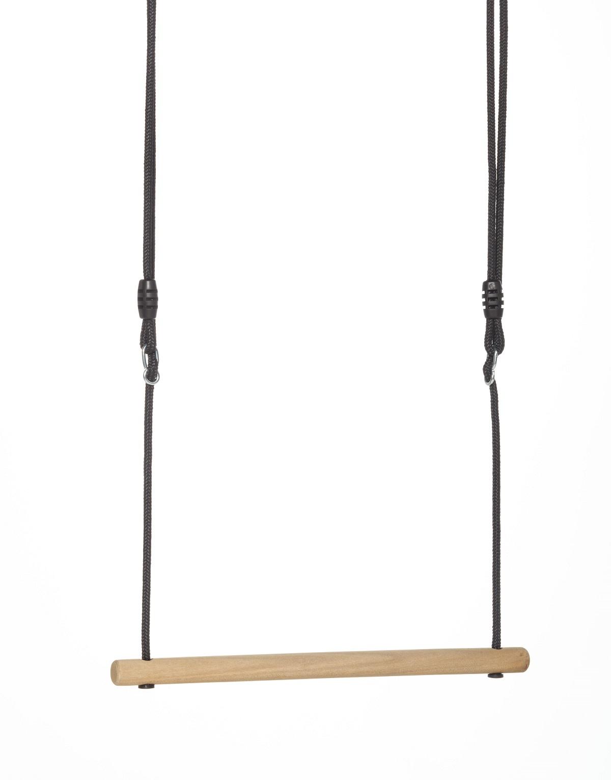 Houten Trapeze met Zwart Gevlochten Touw