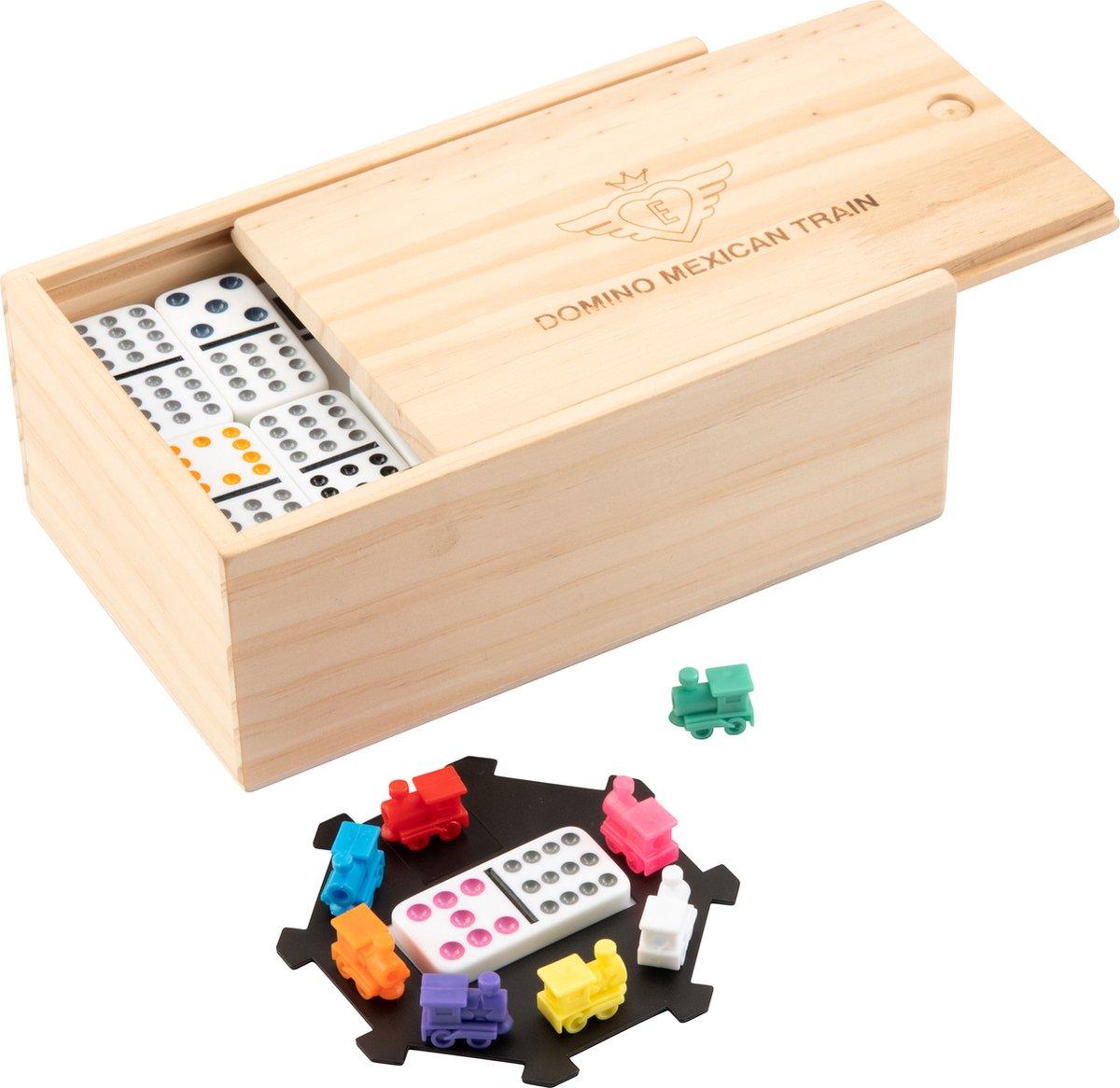 Domino Dubbel 12 Mexican Train Spel - Houten Kist