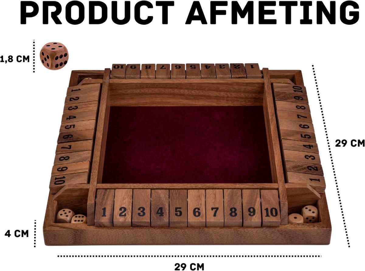 Longfield Shut The Box - 4 spelers - Bordspel - Deluxe Walnoot 29 x 29 x 3,5 cm