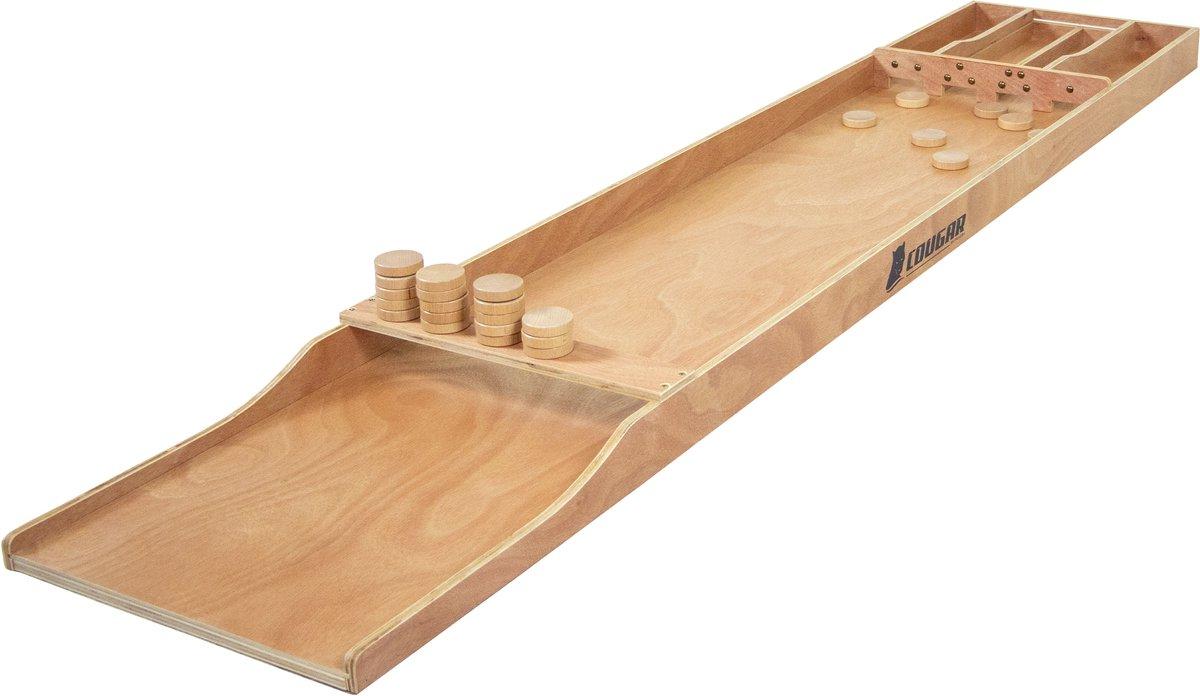 Cougar Dutch Shuffle Board Classic Sjoelbak Wedstrijd – 200 x 40 cm – Met 30 sjoelschijven – Holgedraaid - Wedstrijdformaat – Voor recreatief gebruik – Hout