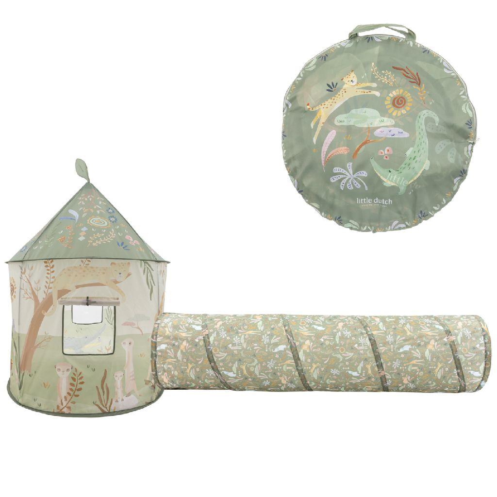 RUBO TOYS Little Dutch Safari Tent Met Kruiptunnel