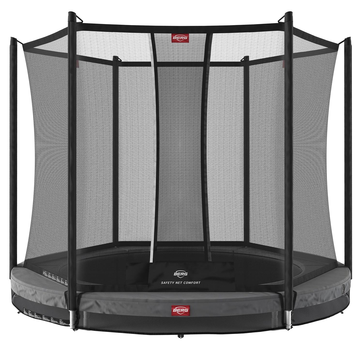 BERG Trampoline Favorit met Veiligheidsnet - InGround - Safetynet Comfort - 200 cm - Antraciet Grijs