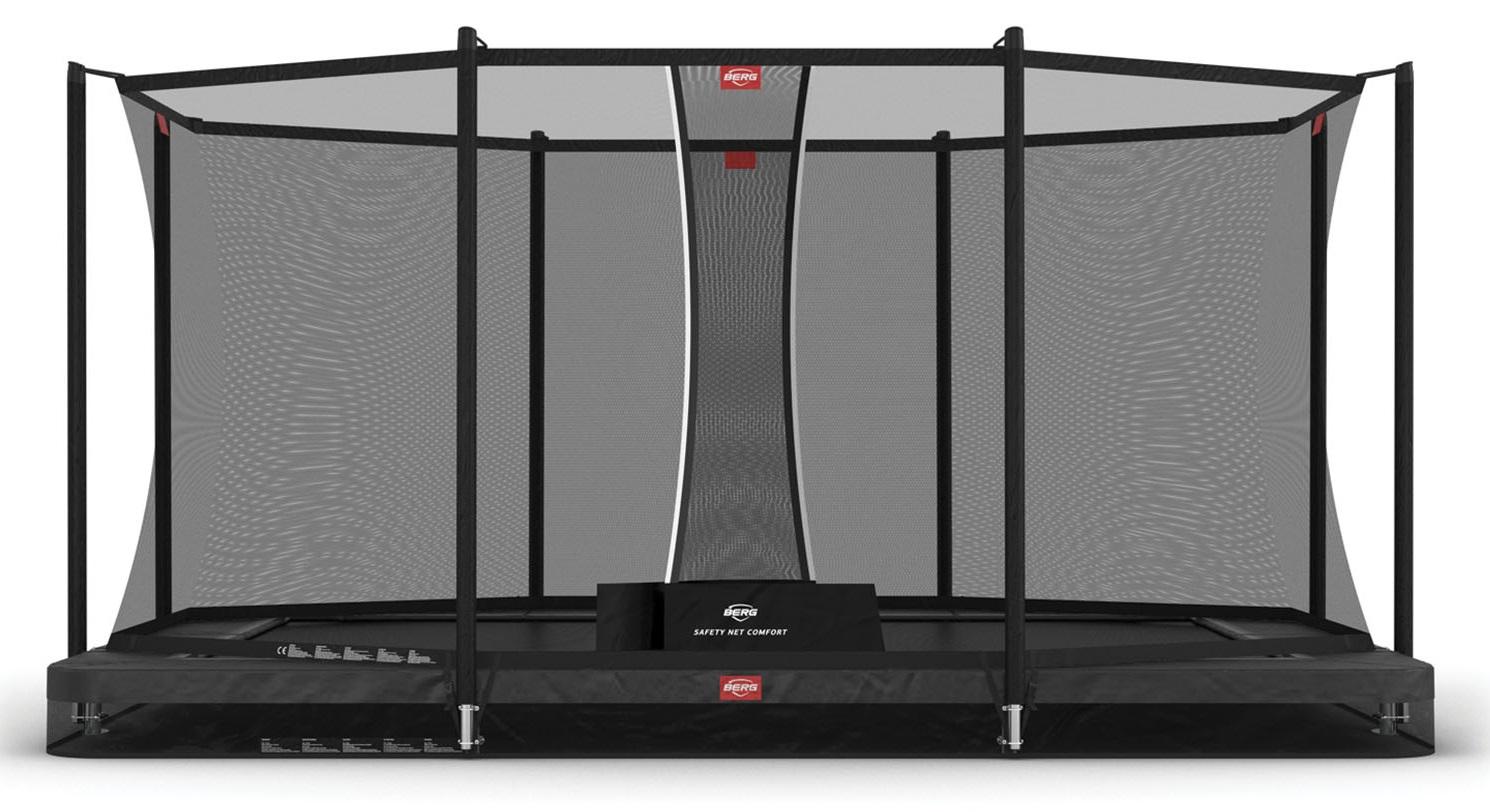 BERG Trampoline Ultim Favorit met Veiligheidsnet - Safetynet Comfort - InGround - 410 x 250 - Antraciet Grijs - AirFlow Springmat