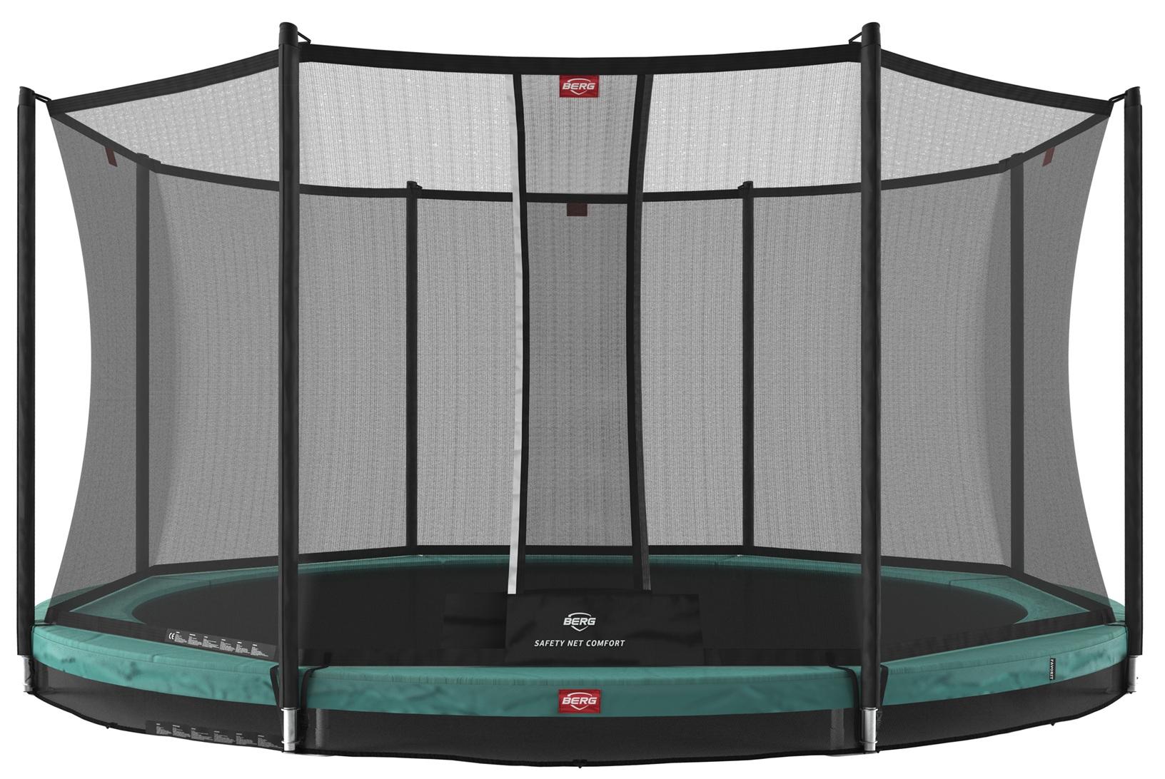 BERG Trampoline Favorit met Veiligheidsnet - Safetynet Comfort - InGround - 430 cm - Groen - Airflow Springmat
