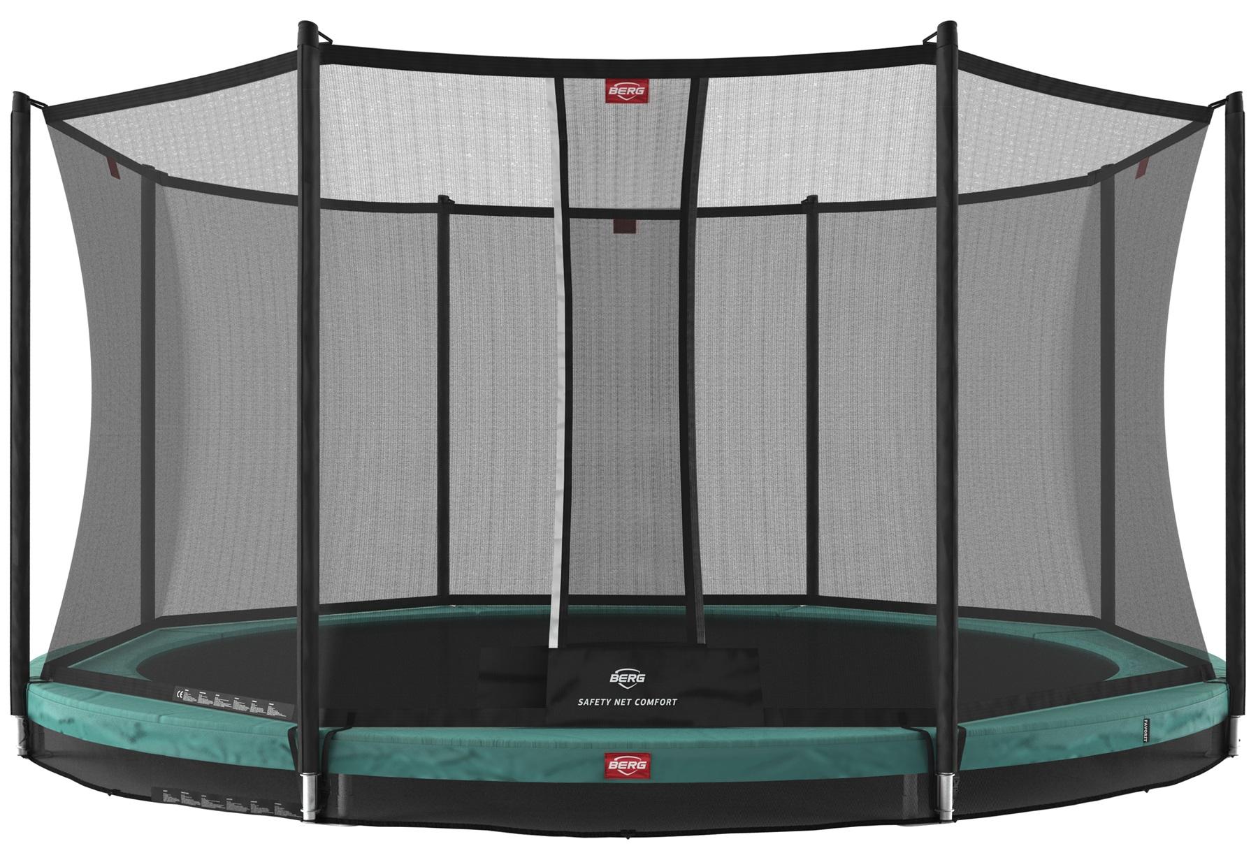 BERG Trampoline Favorit met Veiligheidsnet - Safetynet Comfort - InGround - 380 cm - Groen - AirFlow Springmat