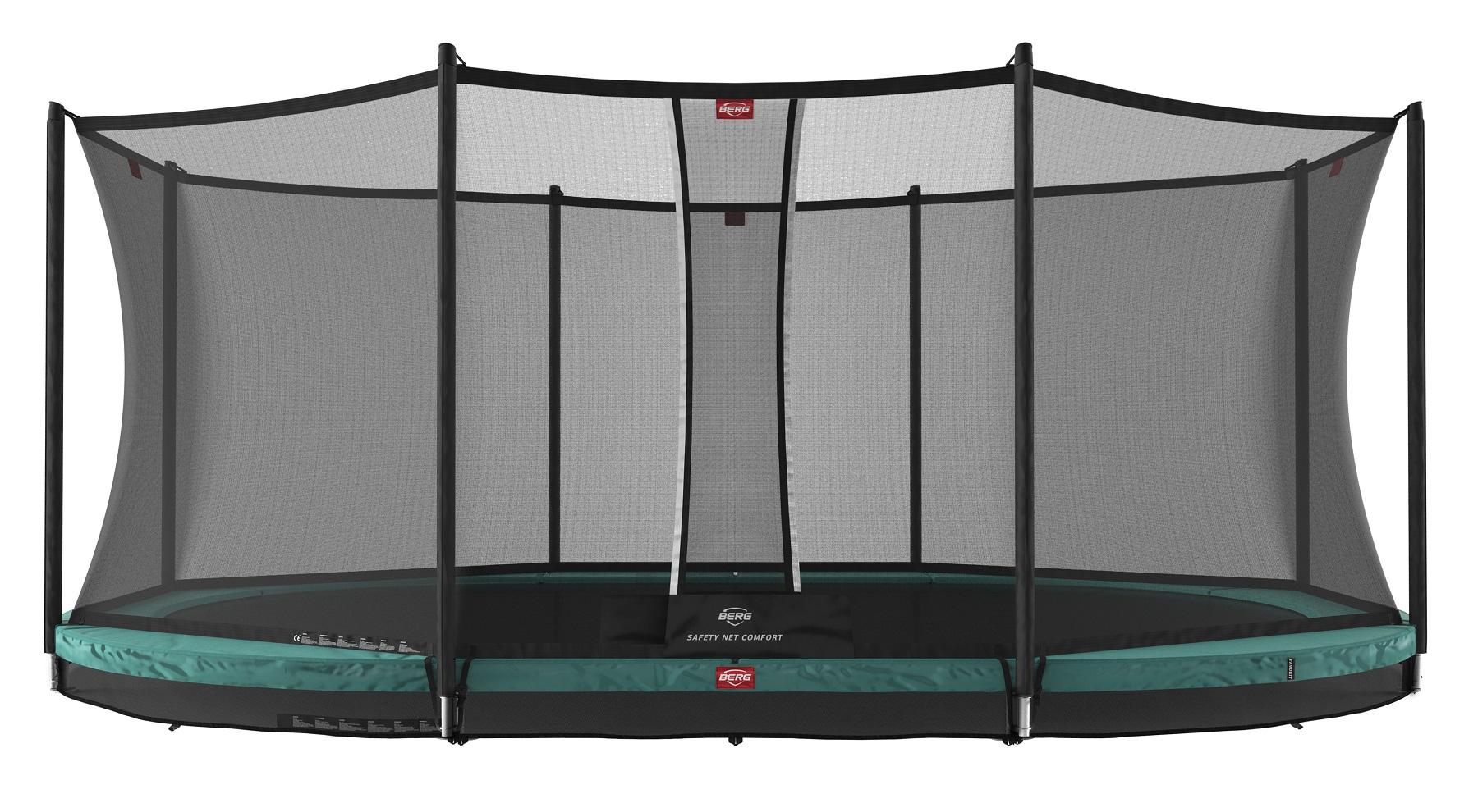 BERG Trampoline Grand Favorit met Veiligheidsnet - Safetynet Comfort - InGround - 520 x 350 cm - Groen - AirFlow Springmat