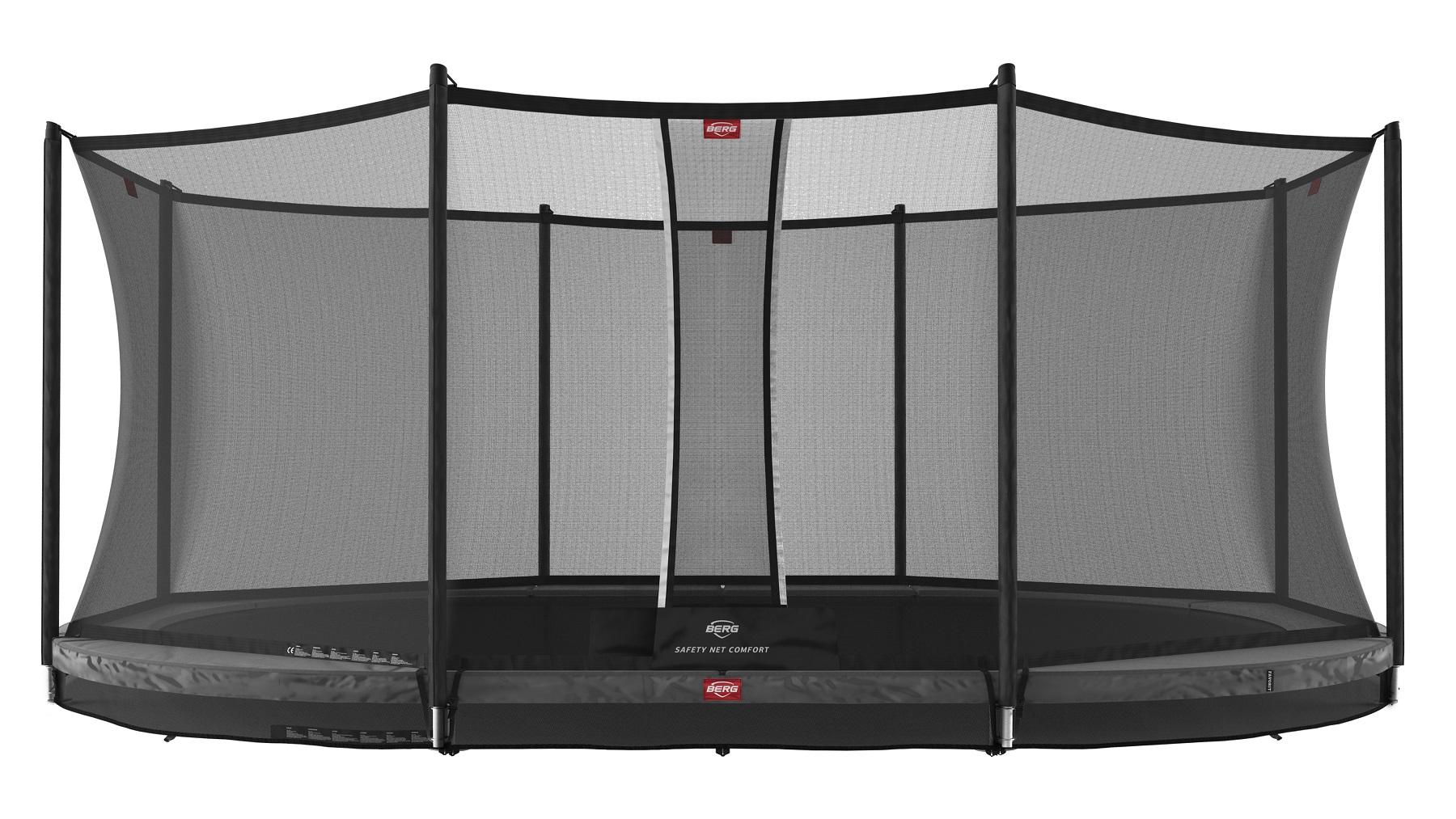 BERG Trampoline Grand Favorit met Veiligheidsnet - Safetynet Comfort - InGround - 520 x 350 cm - Antraciet Grijs - AirFlow Springmat