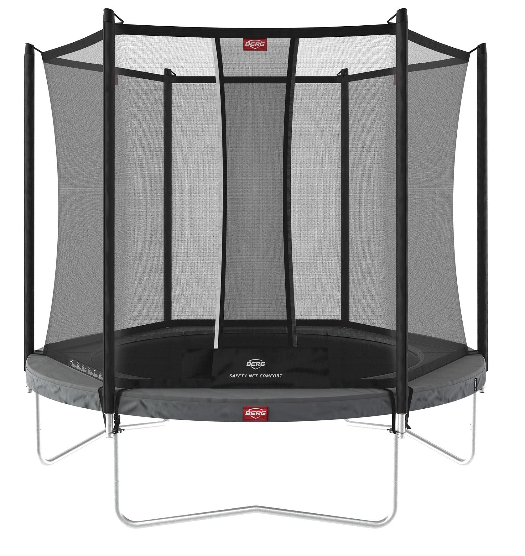 BERG Trampoline Favorit met Veiligheidsnet - Safetynet Comfort - 330 cm - Antraciet Grijs - AirFlow Springmat