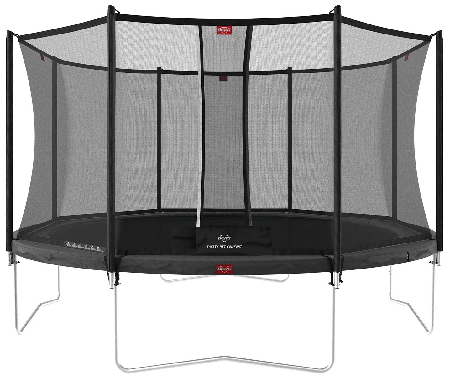 BERG Trampoline Favorit met Veiligheidsnet - Safetynet Comfort - 380 cm - Limited Black Edition - Zwart - AirFlow Springmat