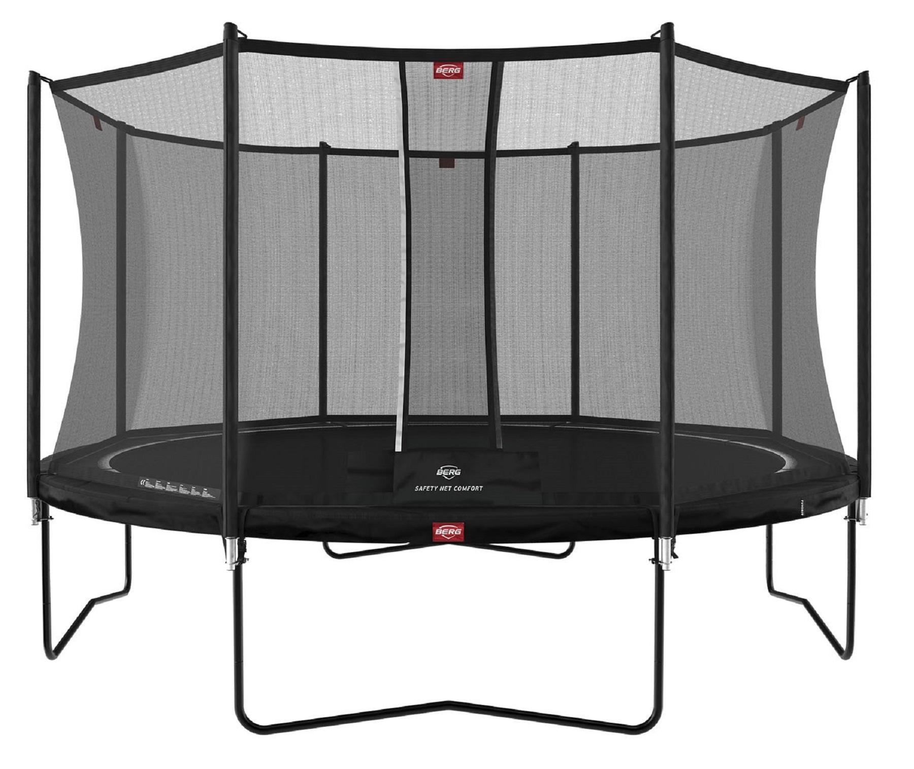 BERG Trampoline Favorit met Veiligheidsnet - Safetynet Comfort - 430 cm - Limited Black Edition - Zwart - AirFlow Springmat