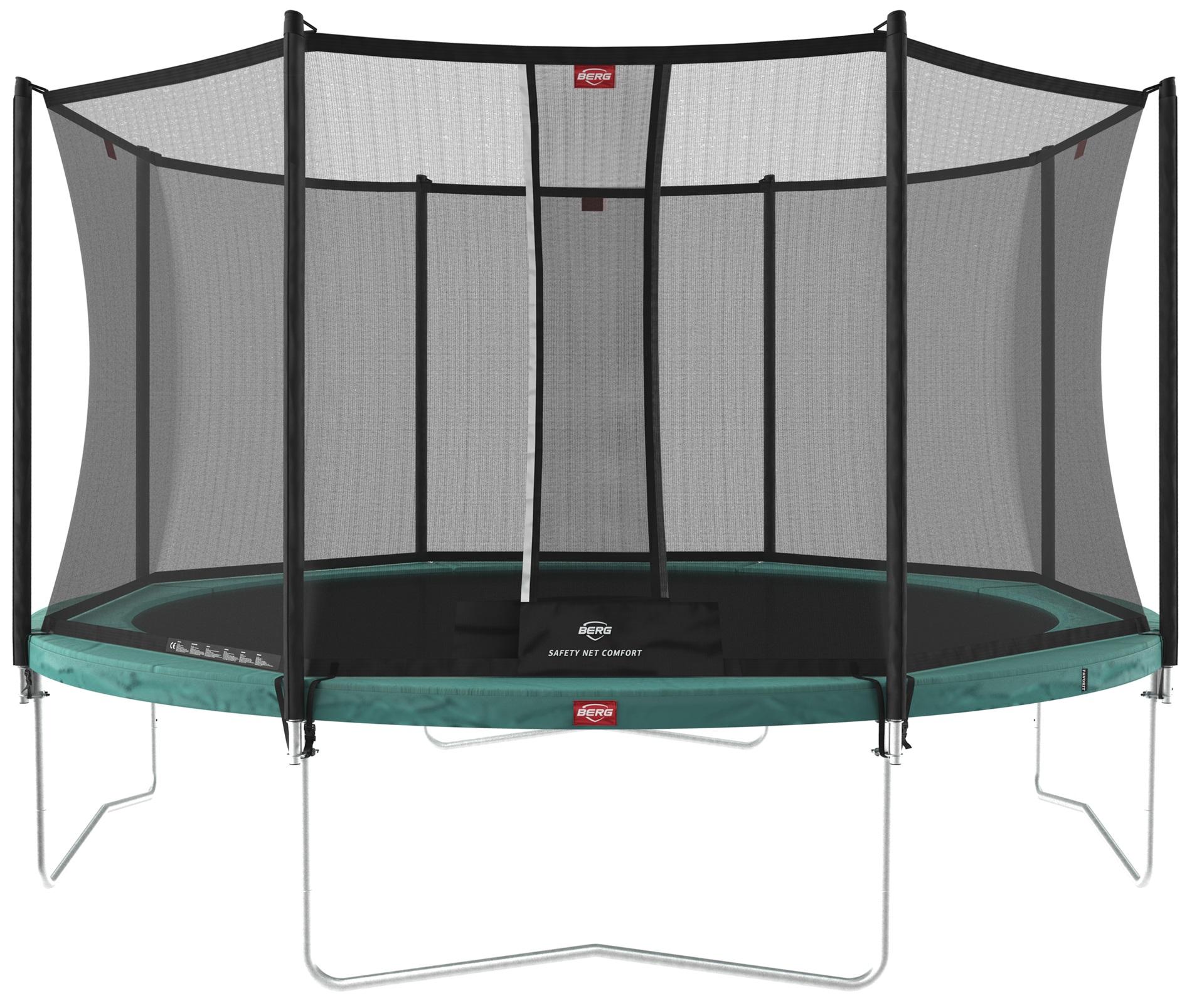 BERG Trampoline Favorit met Veiligheidsnet - Safetynet Comfort - 430 cm - Groen - AirFlow springmat